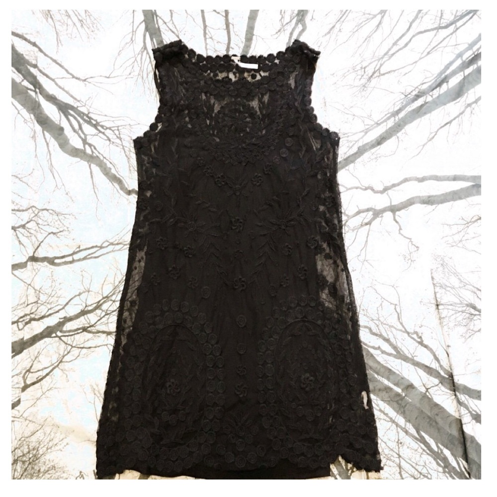 Free People Black Short Mini Lace Dress